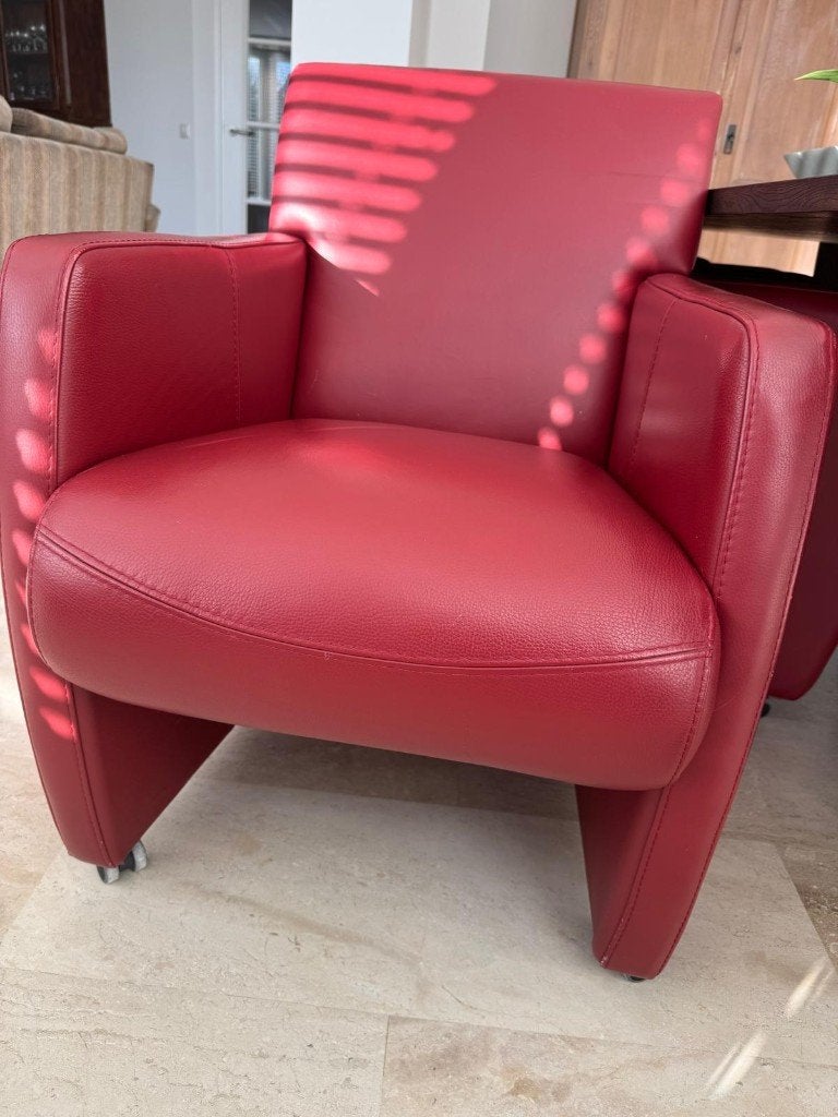Opnieuw aangeboden eetkamer stoelen, Gebruikt, Leer, Vijf, Zes of meer stoelen, Rood