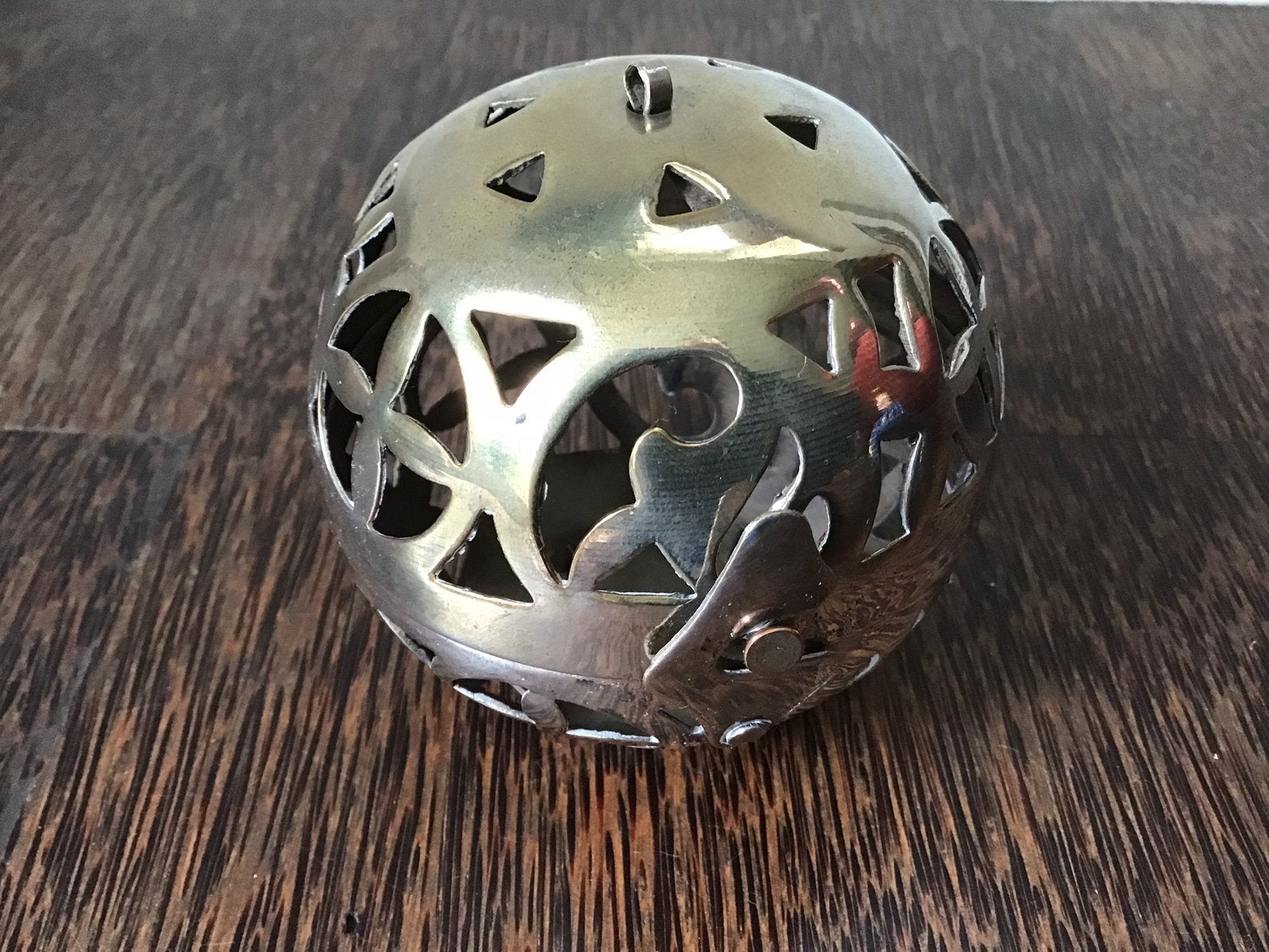 Oude geurbol - pommander - metaal - zilverkleur, Ophalen of Verzenden