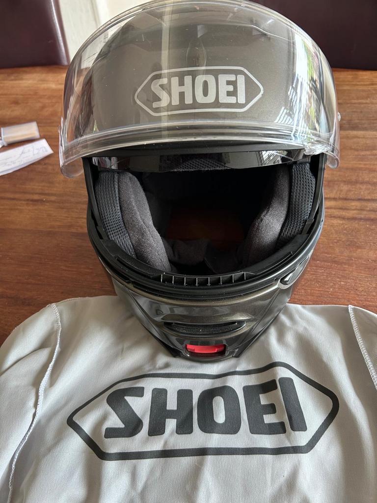 Shoei Neotec 2 Systeemhelm - Grijs Silverflake, Motoren, Kleding | Motorhelmen, Ophalen of Verzenden, Tweedehands, Systeemhelm