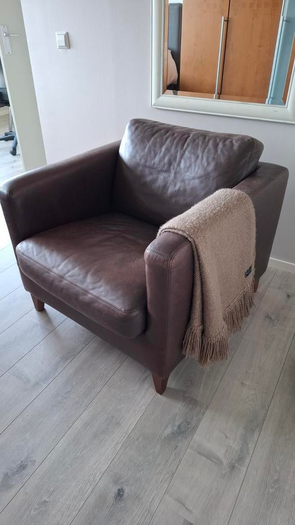 Bruine leren fauteuil van Machalke, Huis en Inrichting, Fauteuils, Ophalen