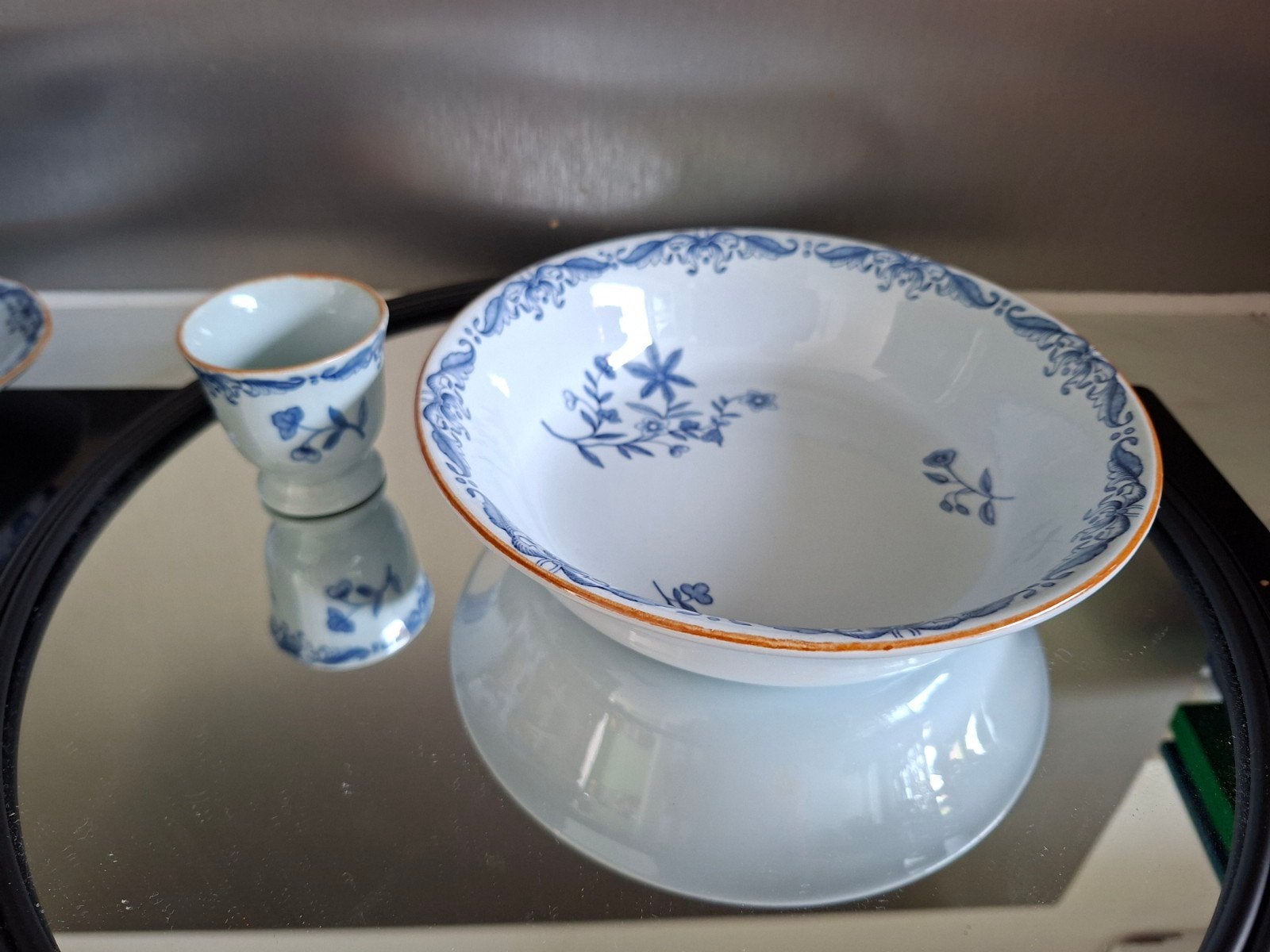 Schaaltje en eierdopje - Oost-India, Societé Ceramique, Ophalen of Verzenden