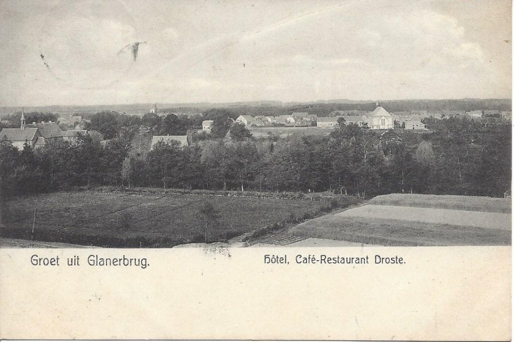 Glanerbrug (Ov.) Panorama Dorp, Hotel Droste, gelopen 1908, Verzamelen, Ophalen of Verzenden, Voor 1920, Gelopen, Overijssel