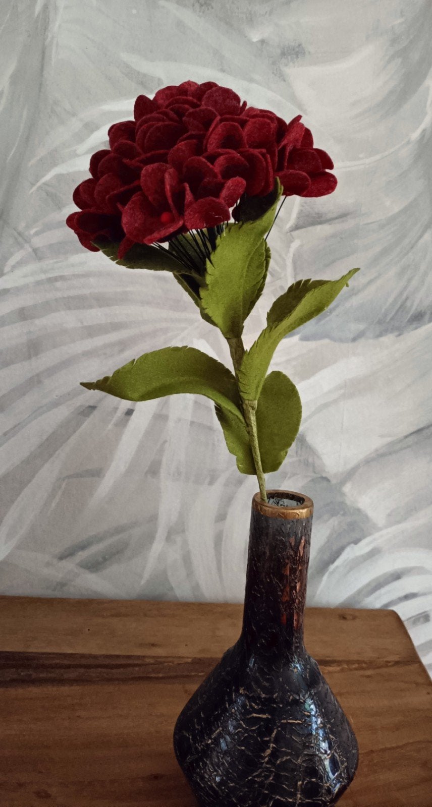 Handgemaakte hortensia bloem van vilt., Ophalen of Verzenden