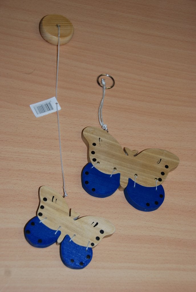Houten vlinders type 2.               Materiaal: blank hout., Ophalen of Verzenden, Nieuw, Blauw, Hout