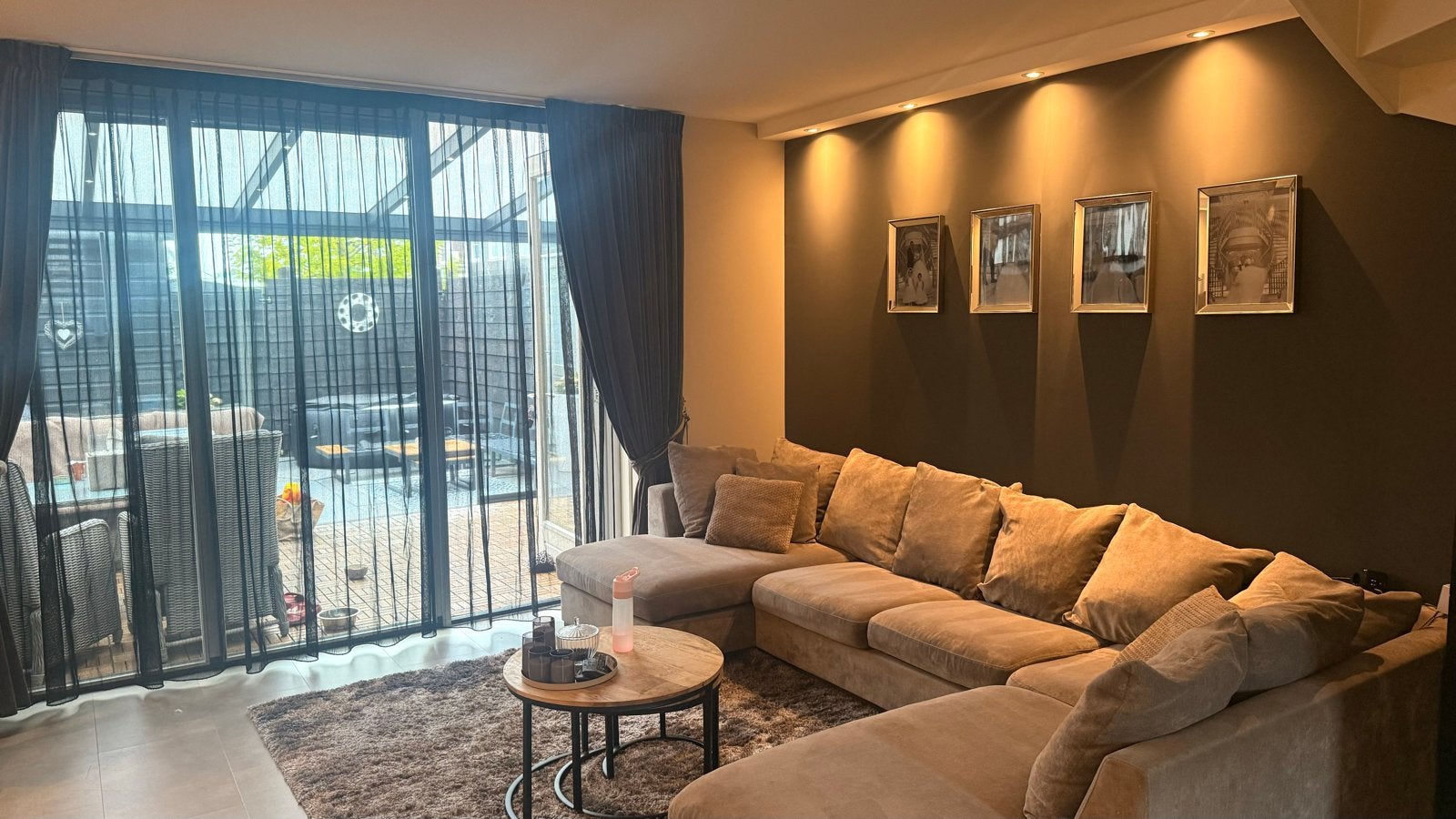 Zwarte vitrage - 300x260 cm, Vitrage, Gebruikt, Zwart, Ophalen of Verzenden