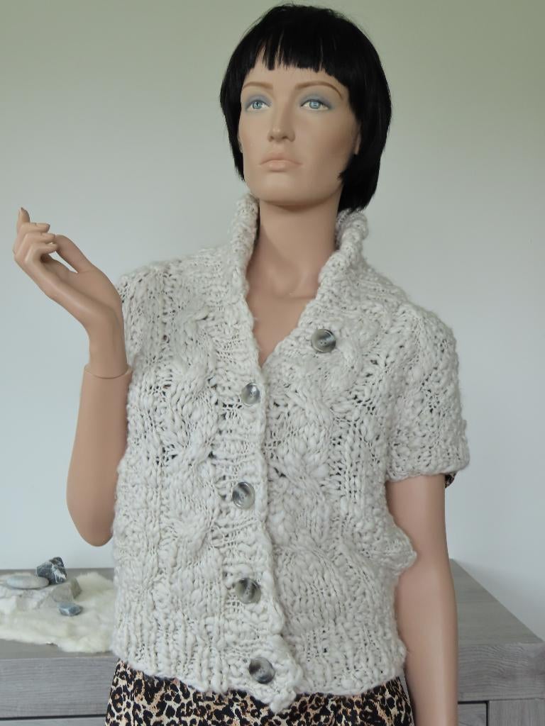 ZARA KNIT Geweldige Gebreid Beige Vest Bruine Knopen S, Beige, Ophalen of Verzenden, Zo goed als nieuw, Zara Knit
