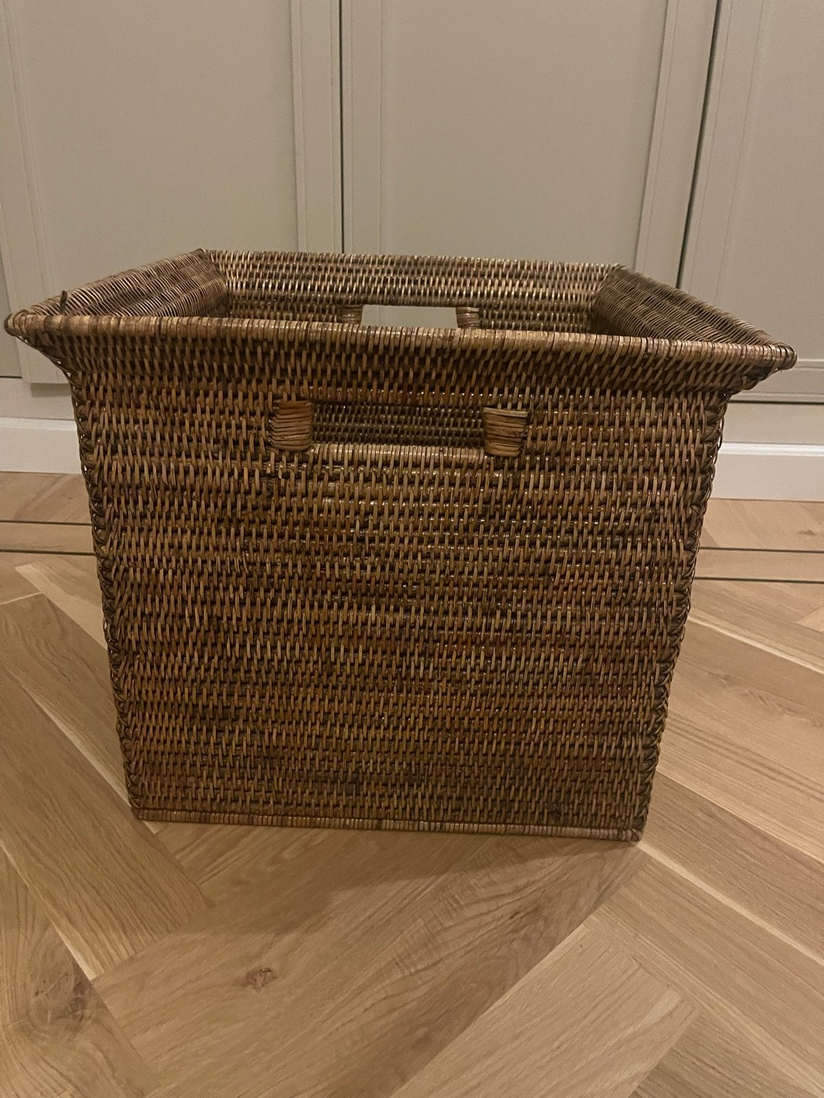 Grote rieten mand 46x46x39 cm - Perfect voor opbergen, Ophalen, Gevlochten, Mand, Vierkant