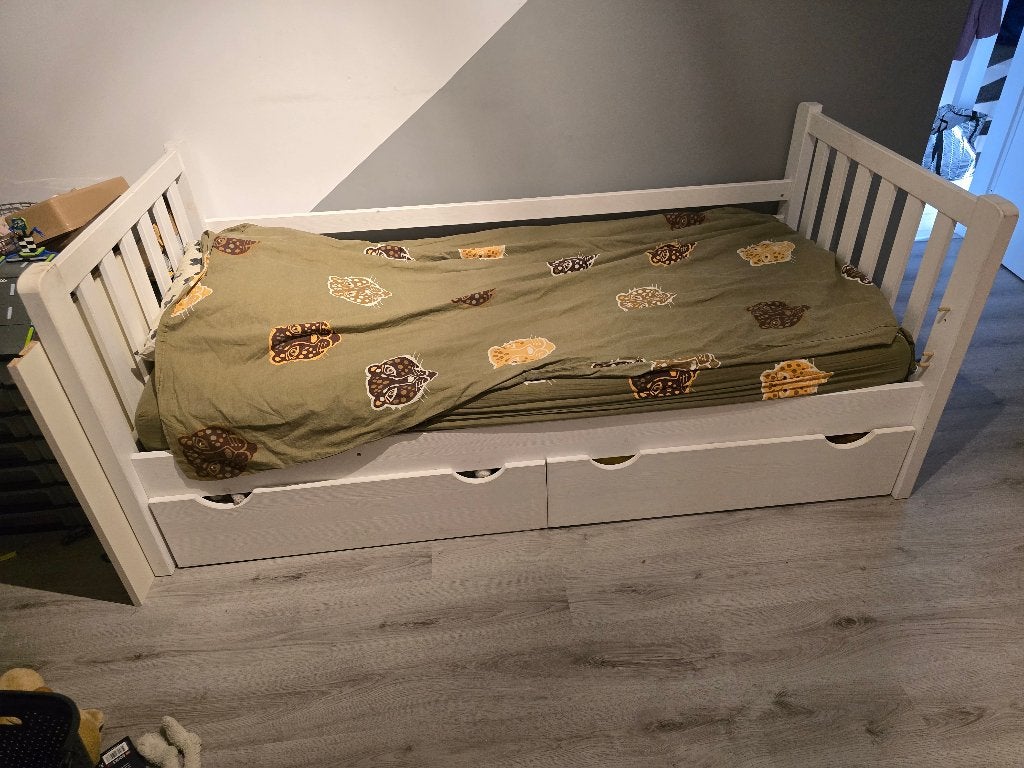 Bed 1 persoons, Ophalen, 85 tot 100 cm, Gebruikt, Matras