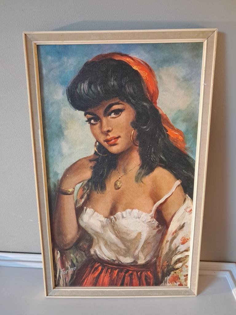 Schilderij zigeunerin, Ophalen of Verzenden