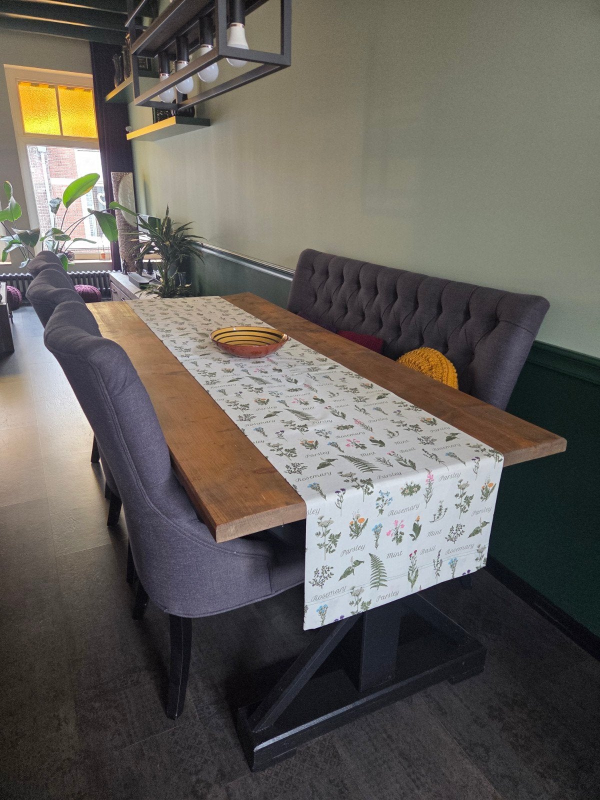 Stijlvolle eetbank (160cm) en 3 stoelen, Ophalen, Gebruikt, Drie, Modern klassiek