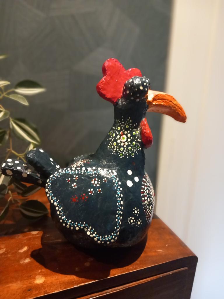 Unieke kip van papier-maché, handgeschilderd, Ophalen, Meerkleurig, Overige stijlen, Nieuw
