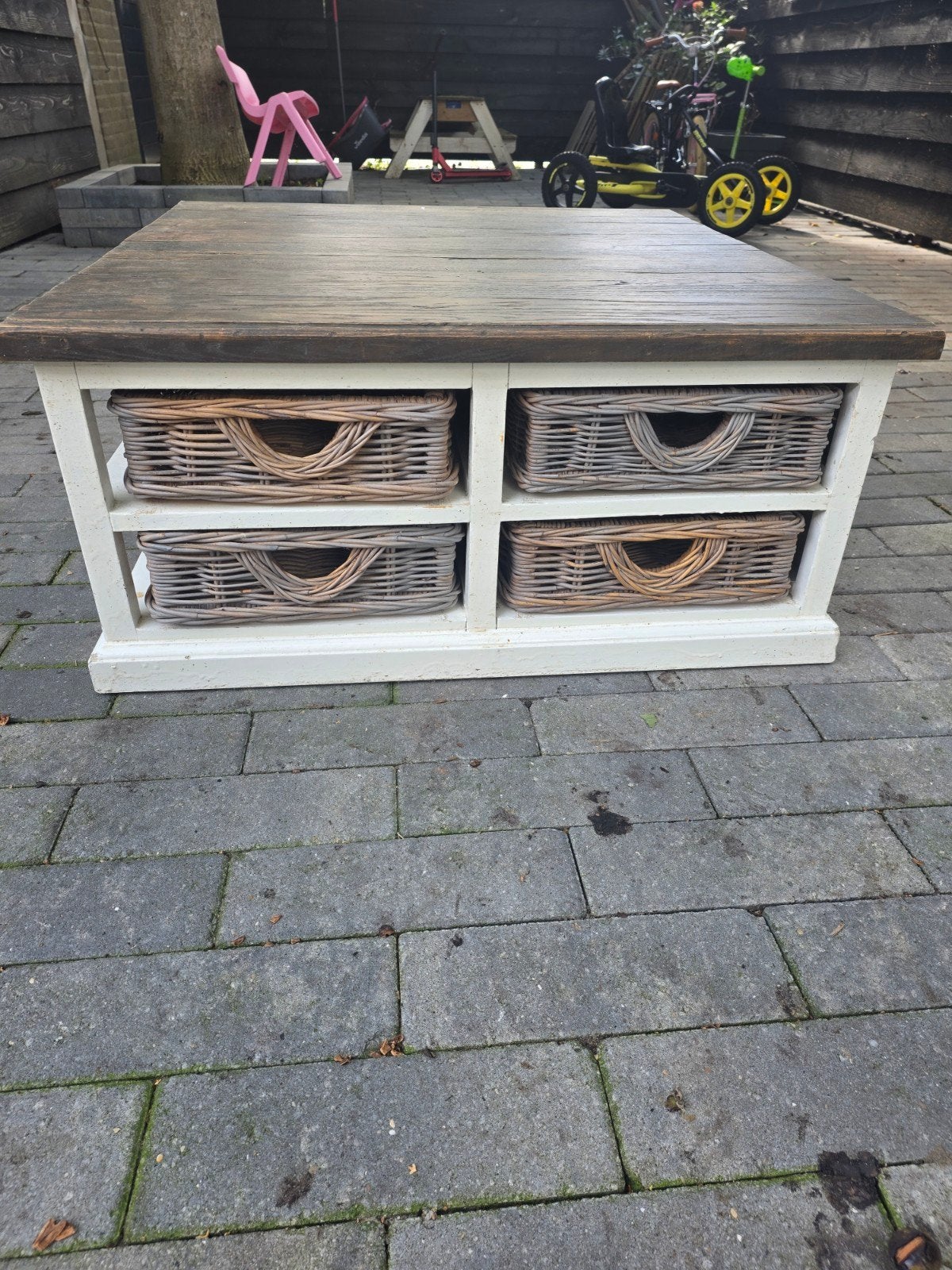 Bruin witte salontafel, Huis en Inrichting, Ophalen, Gebruikt, 100 tot 150 cm, 50 tot 100 cm