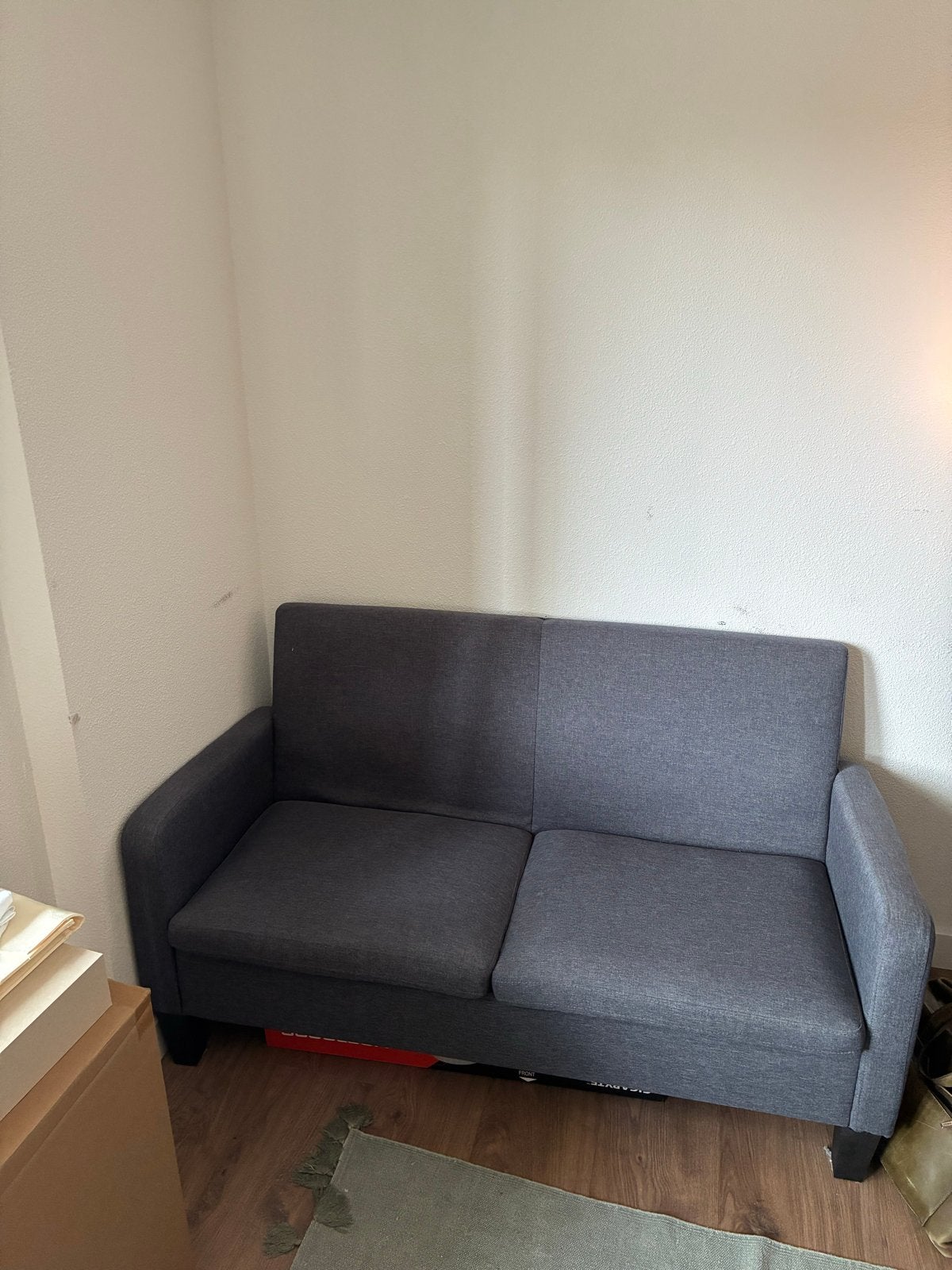 VidaXL Compacte donkergrijze tweezitsbank (135x65x76 cm), Ophalen, Gebruikt, Minder dan 75 cm, Tweepersoons