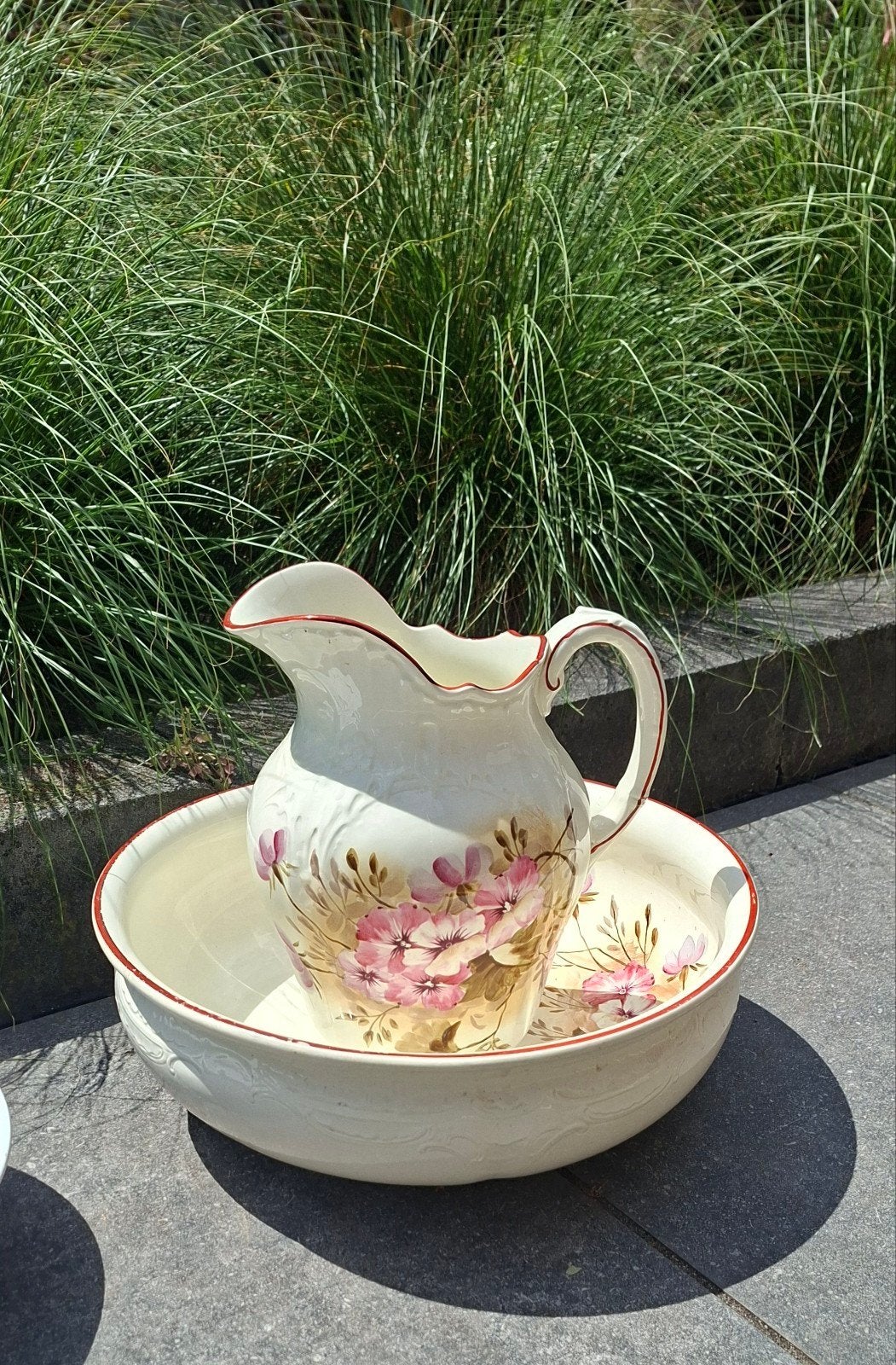 Antieke Lampetstel met Bloemmotief, Ophalen