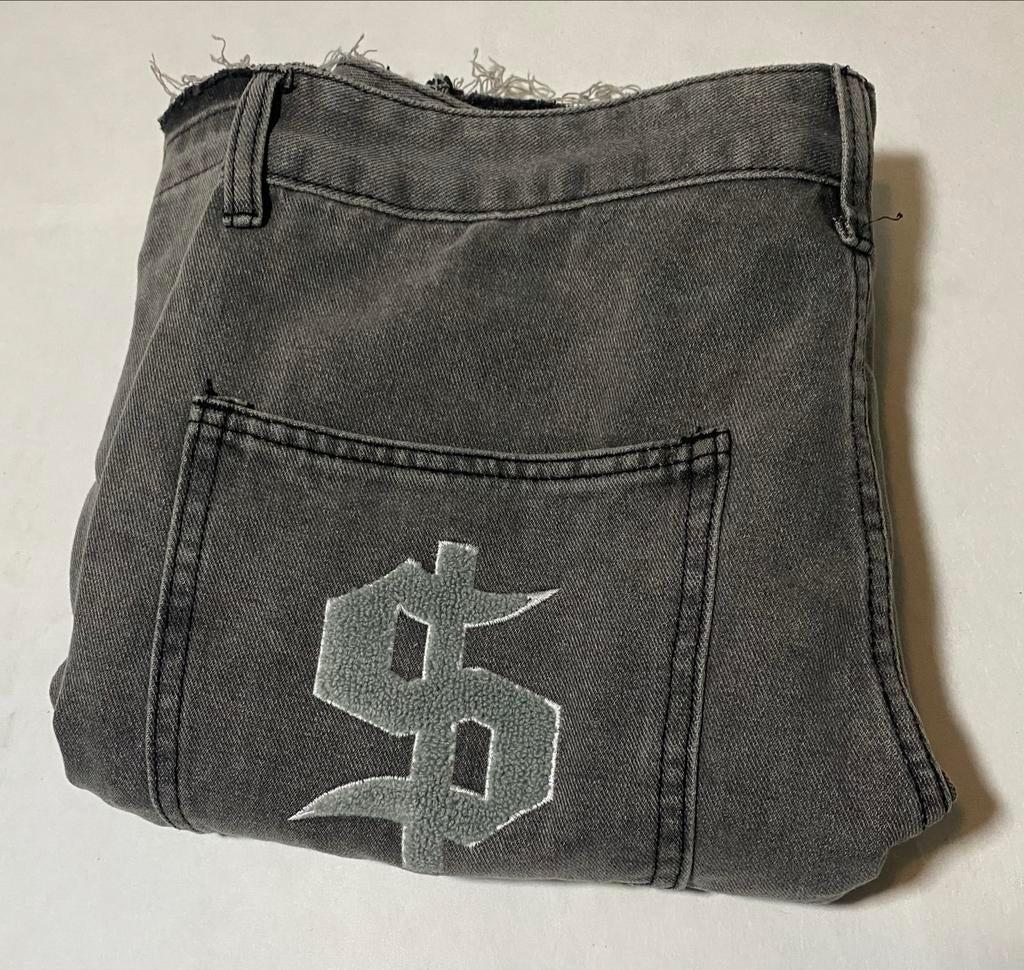 Grijze flared jeans , Maat (S), Kleding | Heren, Ophalen of Verzenden, Zo goed als nieuw, Grijs, Overige jeansmaten