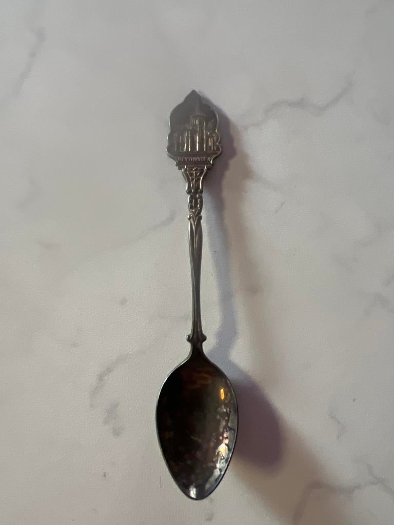 Verzilverde lepel met kerk van Heythuysen, Ophalen of Verzenden