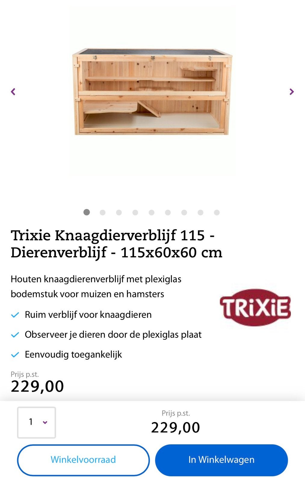 Trixie kooi 115x60x60 gebruikt, Ophalen, Gebruikt, Kooi, Minder dan 60 cm