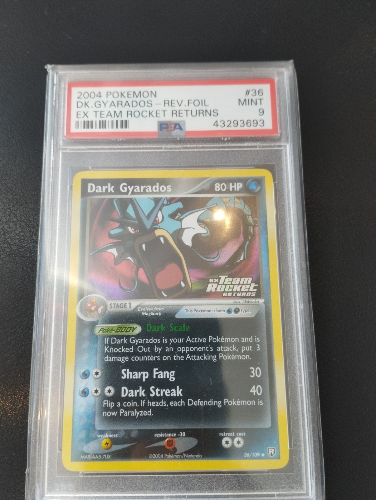 Dark Gyarados Holo Pokemon kaart Team Rocket Returns EX PSA9, Ophalen of Verzenden, Zo goed als nieuw