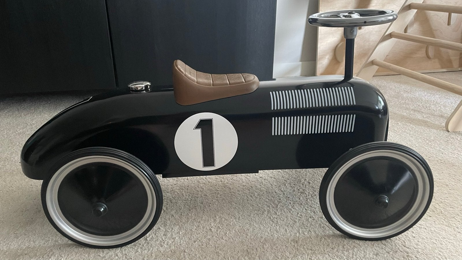 Retro Roller Loopauto Zwart - Zo goed als nieuw, Kinderen en Baby's, Speelgoed | Speelgoedvoertuigen, Ophalen, Zo goed als nieuw