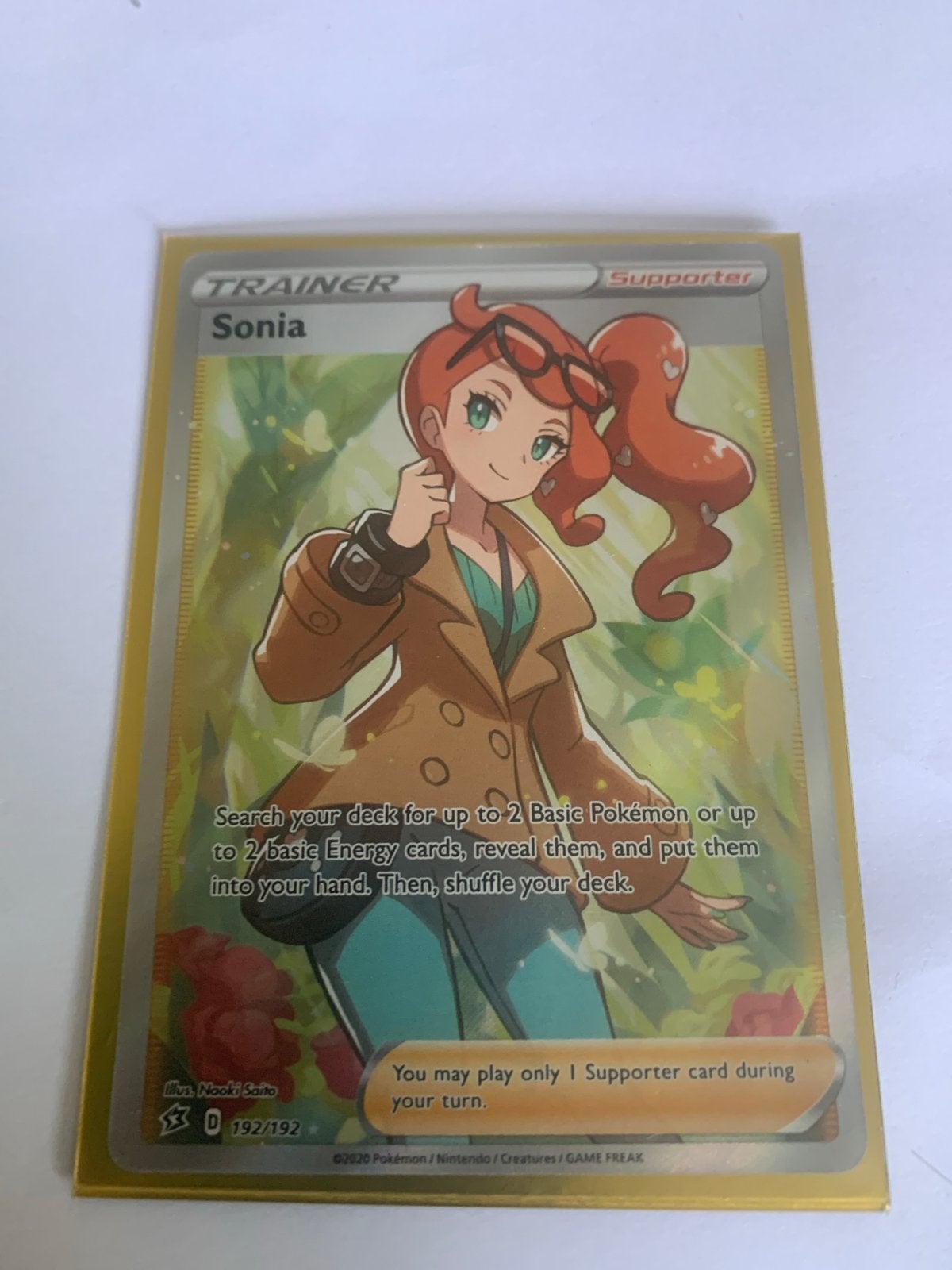 Pokémon TCG Sonia Trainer Kaart 192/192 Full Art, Ophalen, Zo goed als nieuw, Losse kaart