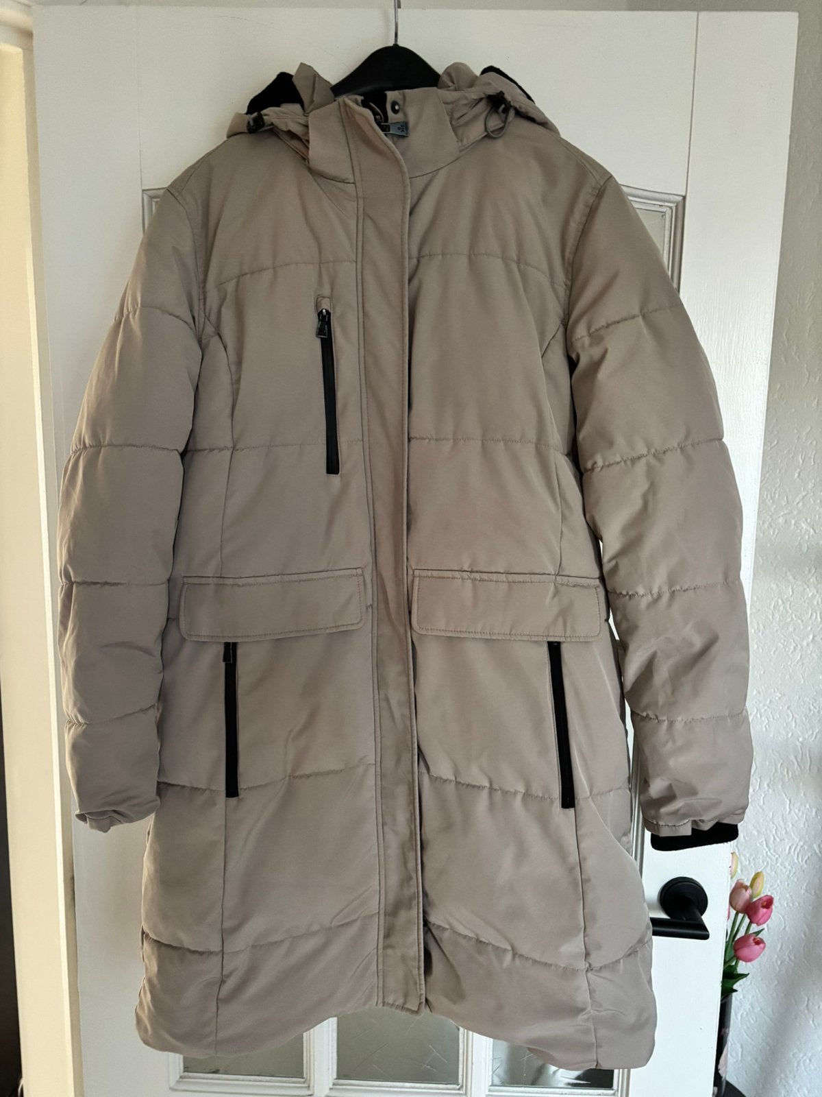Winterjas parka XL, Ophalen of Verzenden, Zo goed als nieuw, Maat 42/44 (L), Beige