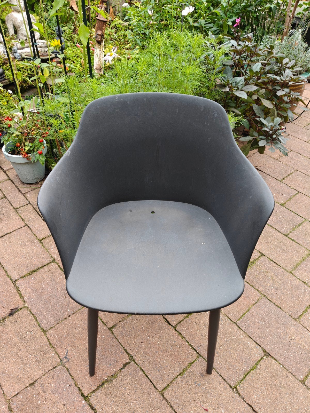 6 zwarte tuin kuip stoelen, Ophalen, Gebruikt, Kunststof