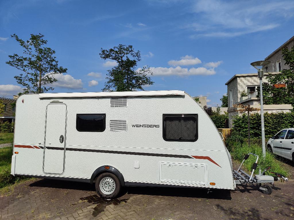Weinsberg CaraCito 470QDK Airco Stapelbed Luifel Electrisch, Caravans en Kamperen, Schokbreker, Treinzit, 750 - 1000 kg, Particulier