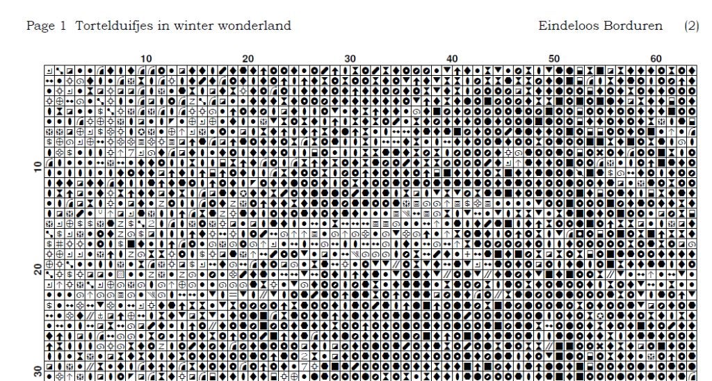 Borduurpatroon: Tortelduifjes in winter wonderland, Zwolle, Patroon, Verzenden, Eindeloos Borduren