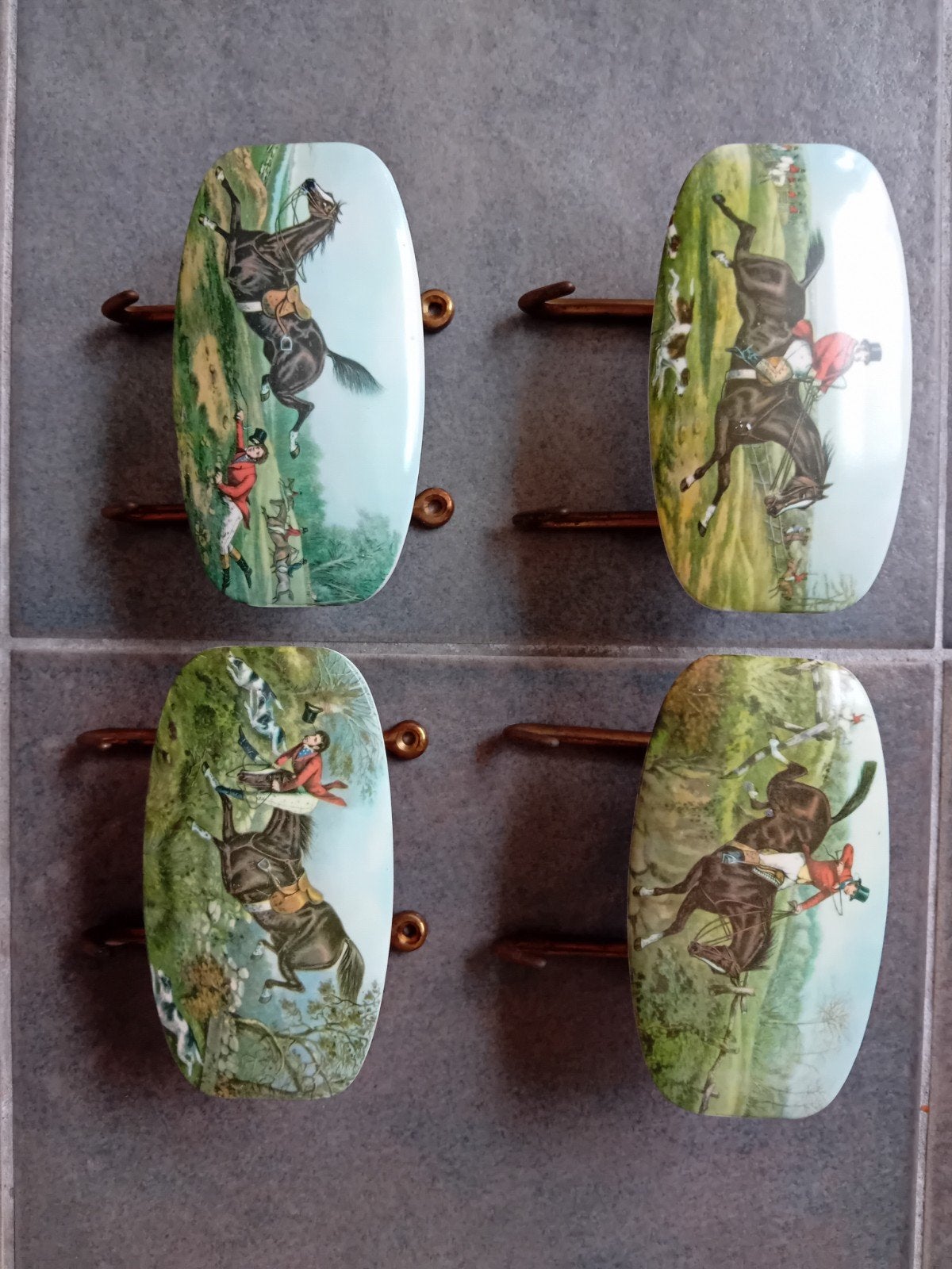 Set van 4 Vintage Jacht Scène Kapstokhaken, Ophalen of Verzenden