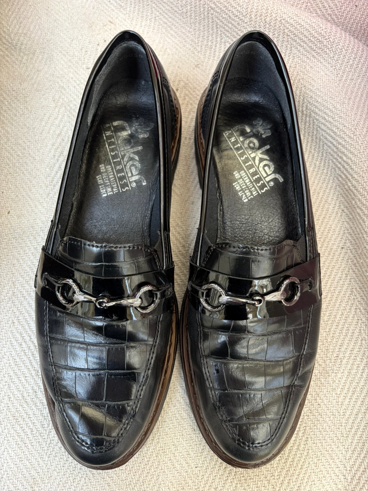 RIEKER Antistress dames loafer/moccasin,zwart leer,40,ZGAN!, Kleding | Dames, Schoenen, Ophalen of Verzenden, Zo goed als nieuw