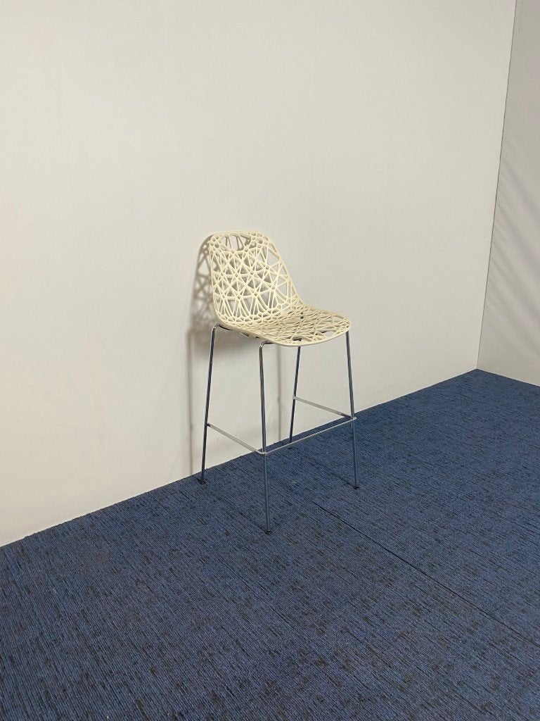 3 x Barkruk Crassevig Nett 73/4L, wit/chroom, Huis en Inrichting, Ophalen, Met voetsteun, 60 tot 90 cm, 3 krukken