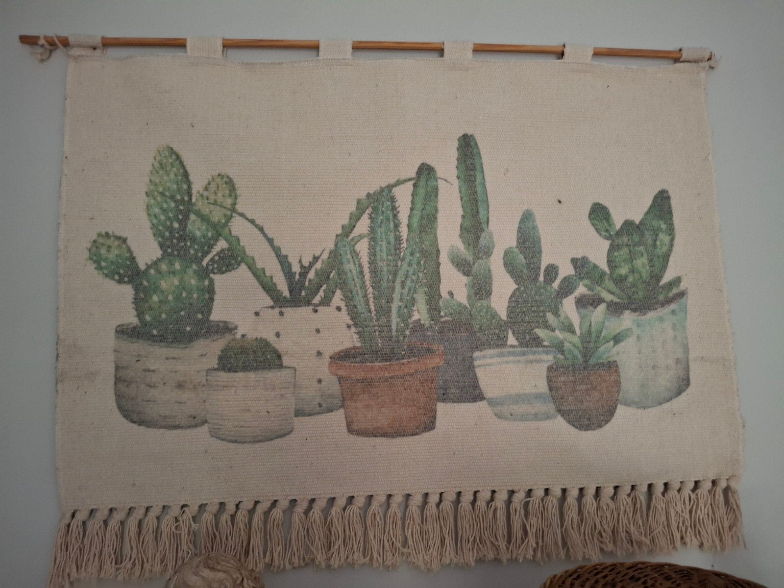 Wandkleed met cactussen en kwastjes, Ophalen, Gebruikt, Meerkleurig, Boho