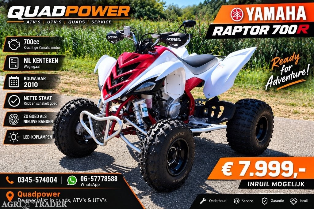 Yamaha Raptor 700R | NL Kenteken | 700cc | Quadpower, -, Niet opgegeven, Meer dan 35 kW, Niet opgegeven