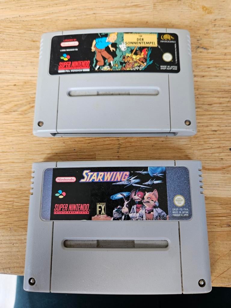 Super Nintendo Spellen: Kuifje en Starwing (SNES), Spelcomputers en Games, Games | Nintendo Super NES, Avontuur en Actie, Gebruikt