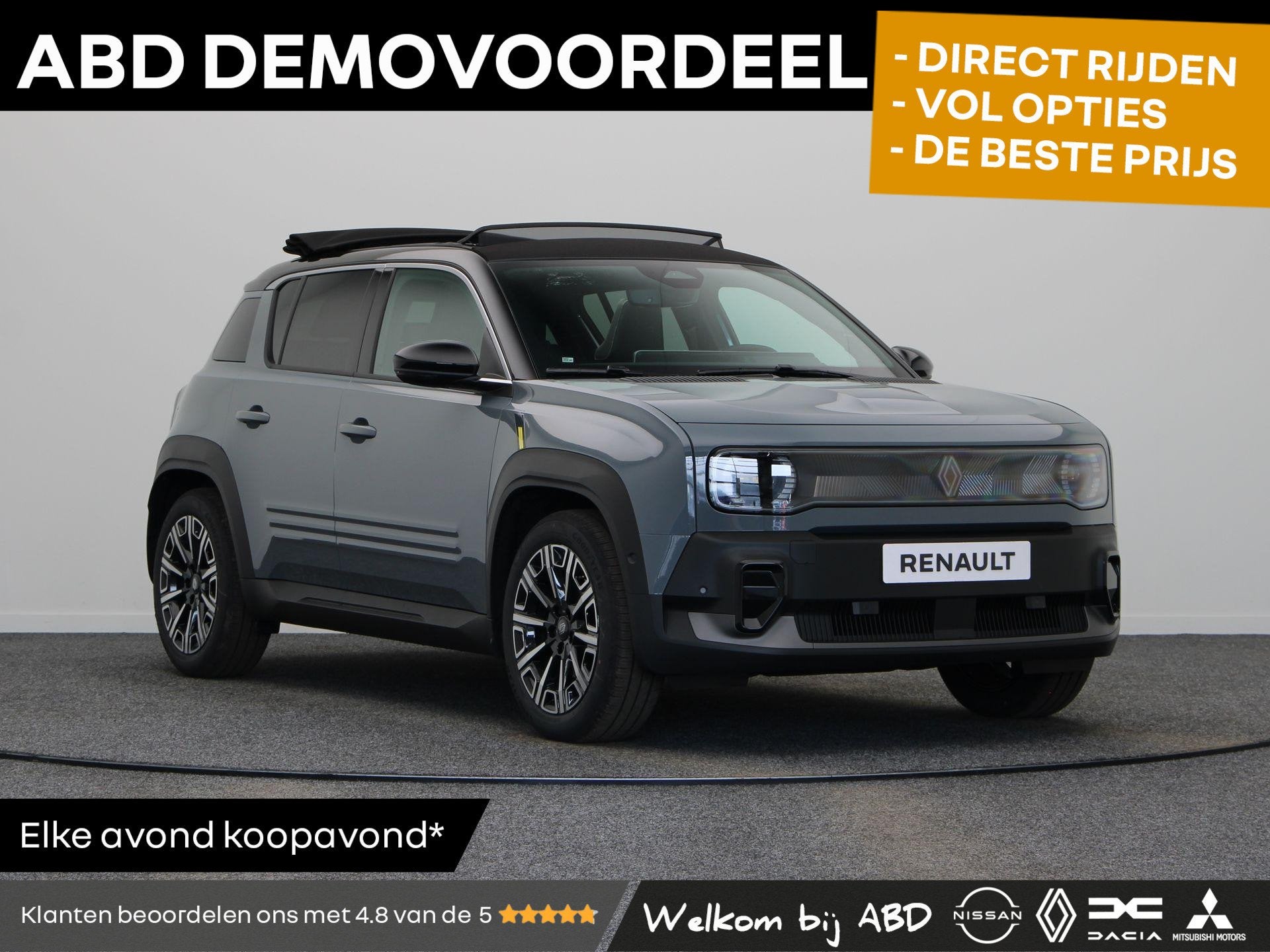 Renault 4 comfort range iconic 52 kWh | Vijf jaar garantie |, Auto's, Renault, Dealer onderhouden, 750 kg, 150 pk, Leder en Stof