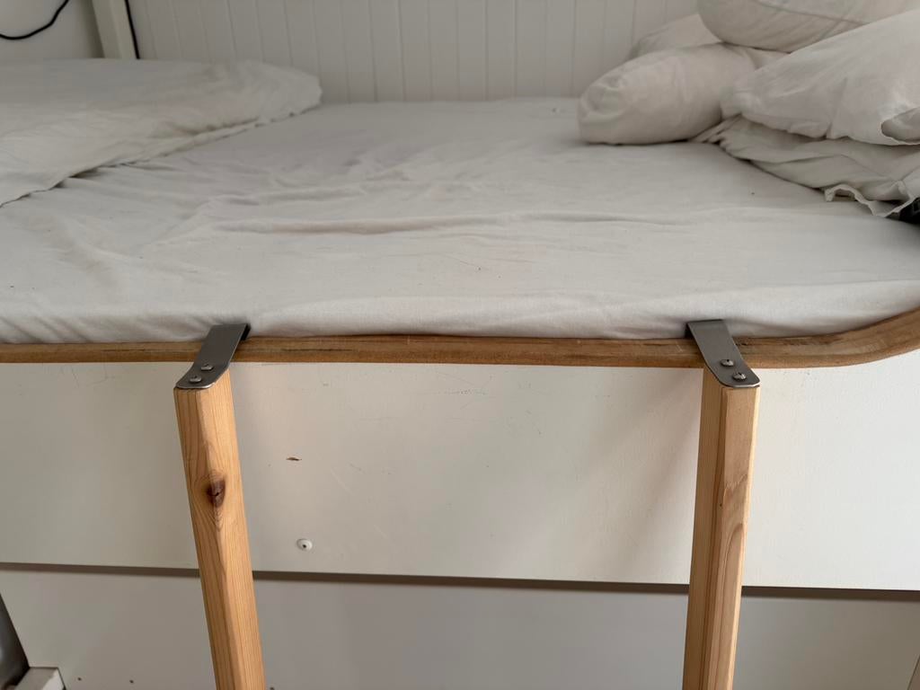 Hoogslaper met onderbed, Ophalen, Gebruikt, Tweepersoons, 180 cm