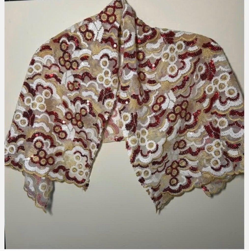 Kerst Omslagdoek vol met Pailletten goud rood wit zomer look, Maat 42/44 (L), Nieuw, Ophalen of Verzenden, X