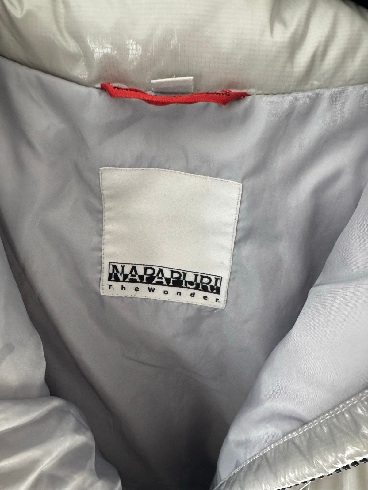 Napapijri lange puffer jas maat M, Ophalen of Verzenden, Zo goed als nieuw, Maat 38/40 (M), Grijs