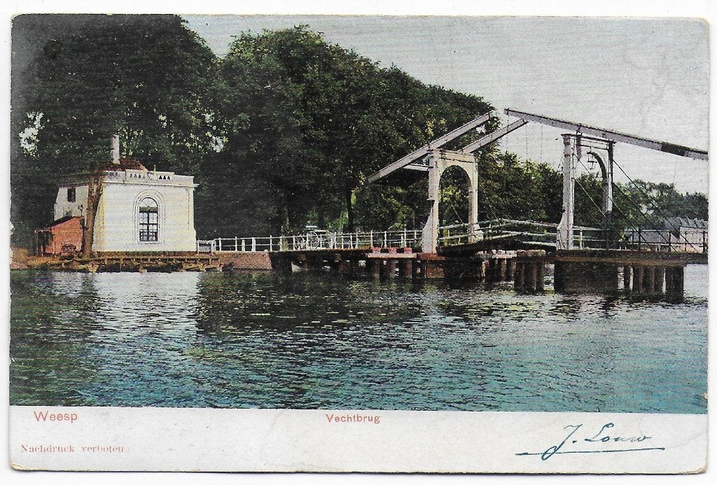 Weesp Vechtbrug Oude Gelopen Ansichtkaart (B6439 ), Verzamelen, Ansichtkaarten | Nederland, Ophalen of Verzenden, 1940 tot 1960