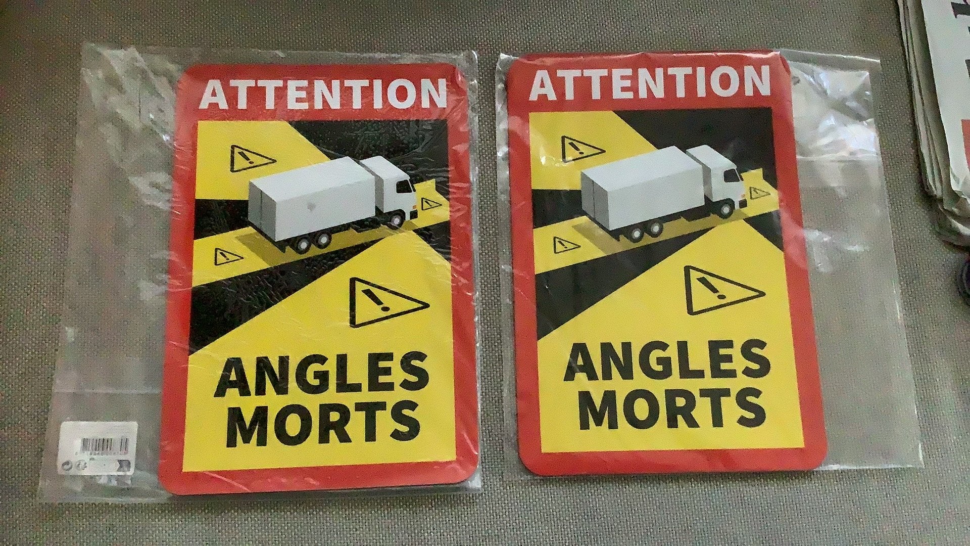 Camper attentie dode hoek- magneet stickers 2 stuks ( nieuw), Ophalen of Verzenden, Nieuw