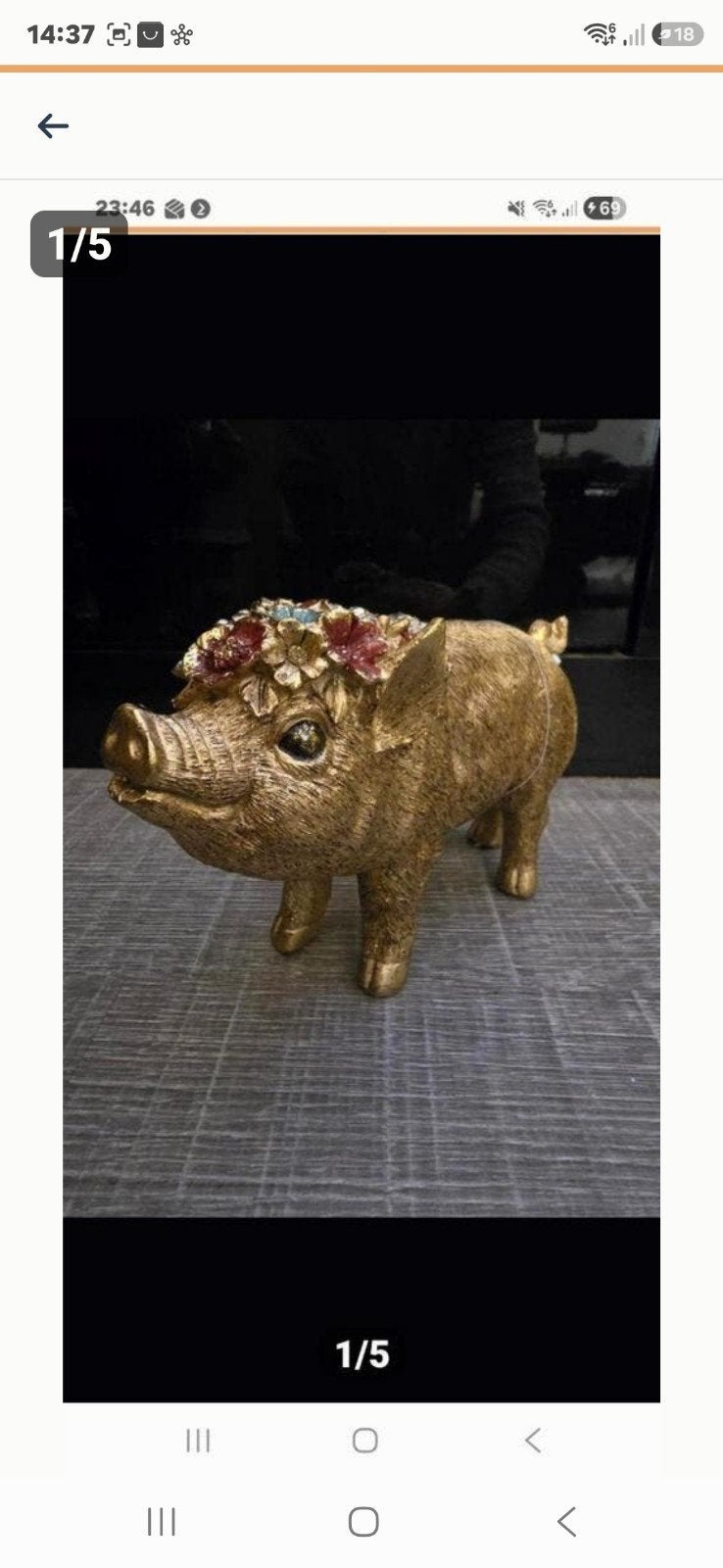 Decoratief gouden varken met een bloemenkrans op zijn hoofd., Ophalen of Verzenden, Nieuw