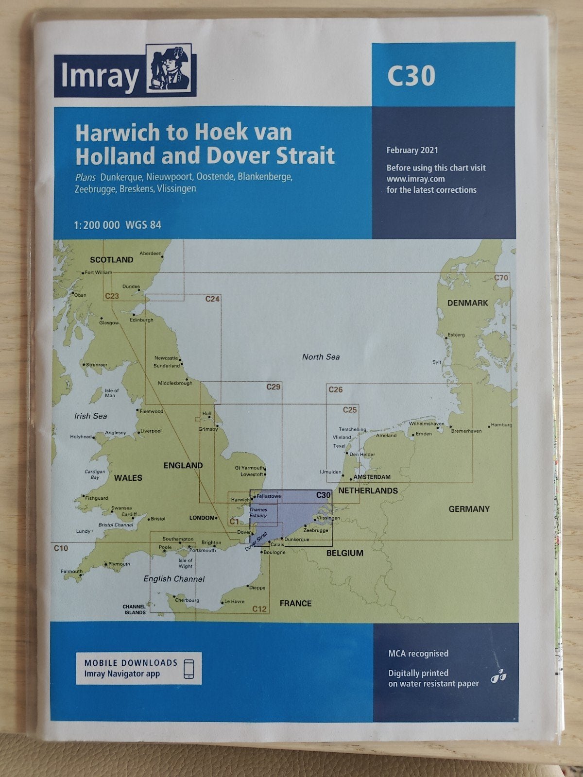 Imray C30 Zeekaart Harwich - Hoek van Holland, 2000 tot heden, Europa Overig, Ophalen of Verzenden, Landkaart