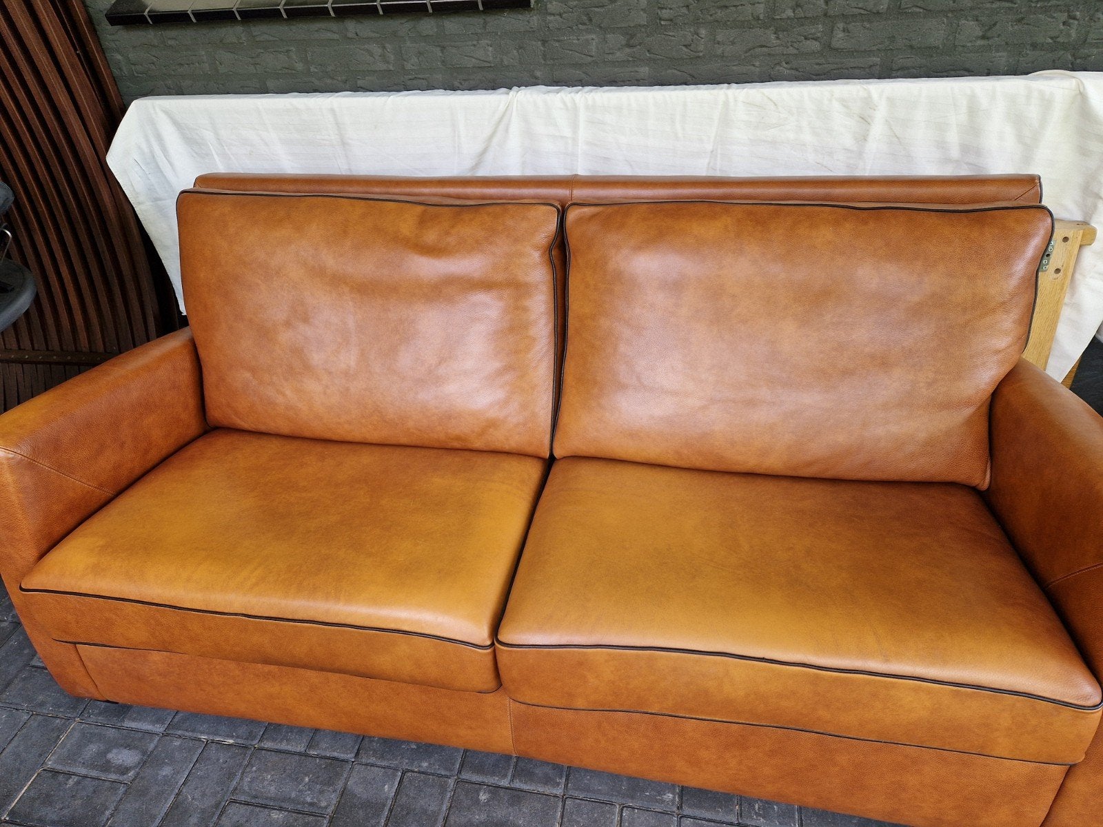 2,5 zitsbank  leder merk Matteo, Ophalen, Gebruikt, 75 tot 100 cm, Leer