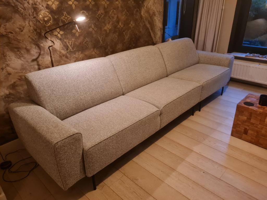 Grijze stoffen bank, 310cm, zo goed als nieuw, Huis en Inrichting, Banken | Bankstellen, Ophalen, 300 cm of meer, 75 tot 100 cm