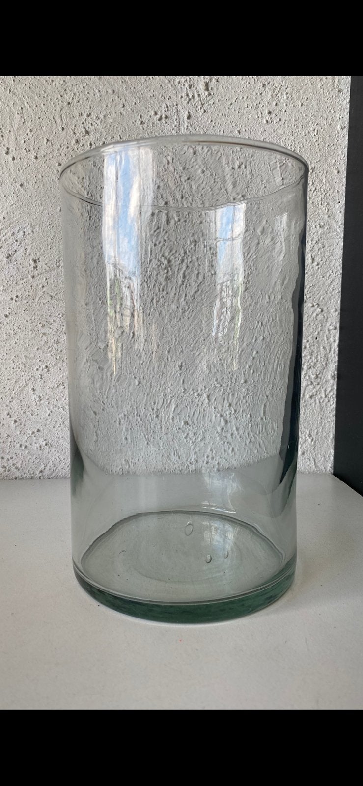 mooie grote ‘HAKBIJL’  HELDERGLAZEN CILINDERVAAS, Ophalen, 25 cm, Nieuw, Glas