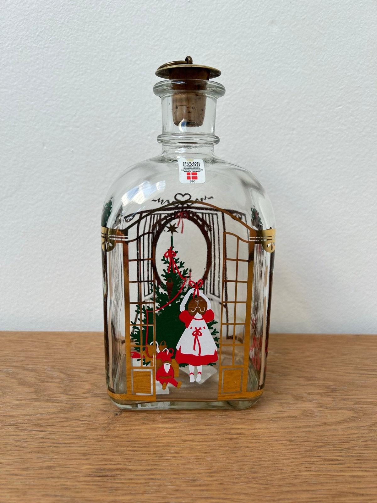 Holmegaard Kerstfles 1981 - Glazen Fles met Kurk, Huis en Inrichting, Woonaccessoires | Overige, Vintage, Meerkleurig, Ophalen of Verzenden