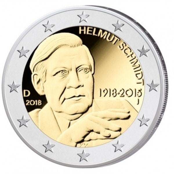 Twee Euromunt Duitsland: Helmut Schmidt [2018], Postzegels en Munten, Verzenden, Duitsland, 2 euro, Losse munt