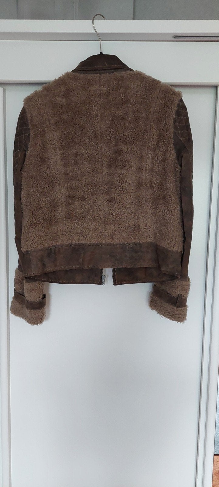 Leren jas met teddy, Bruin, Authentic, Gedragen, Ophalen