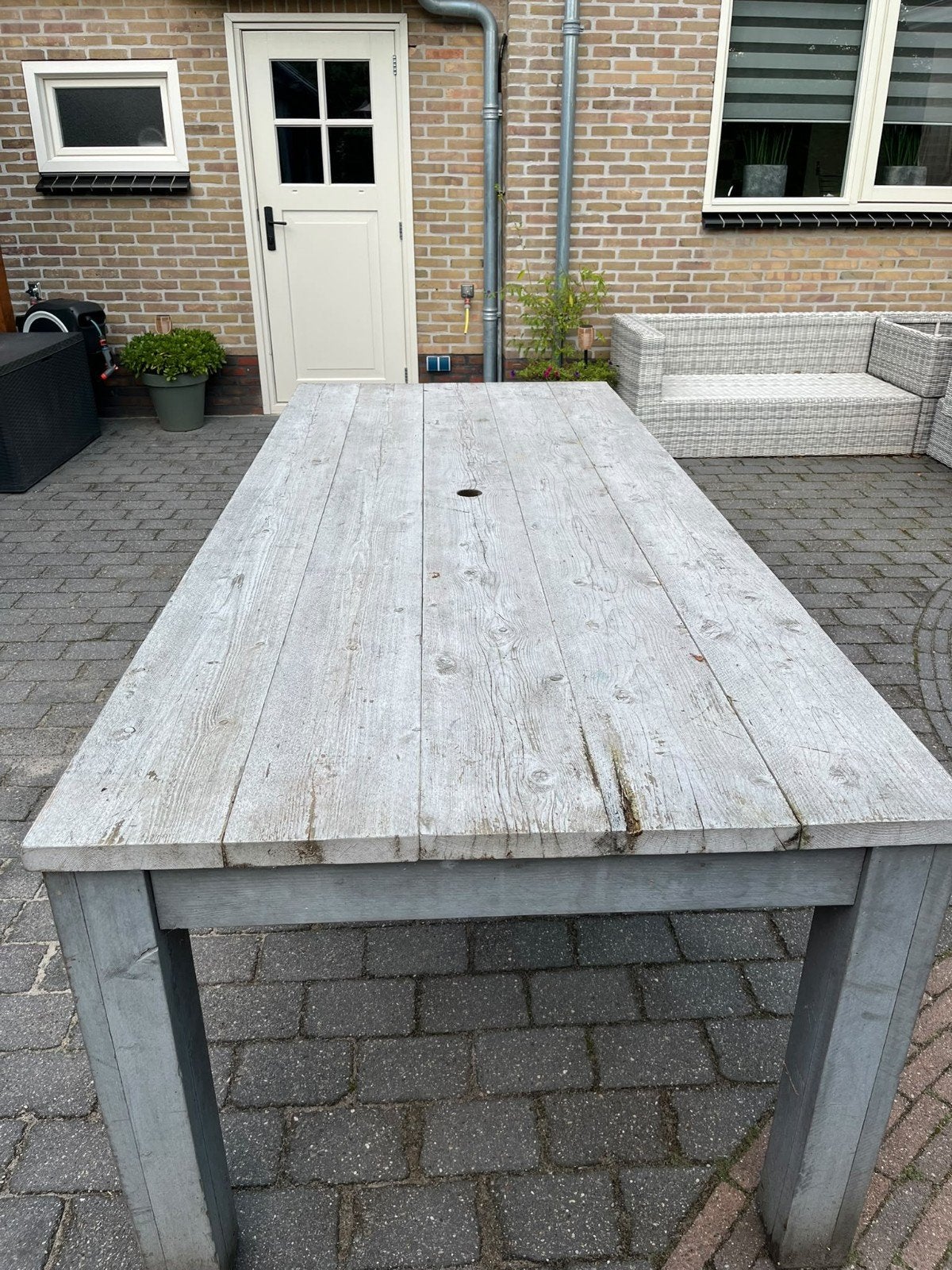 Houten tuintafel 240x100x80 - Opknapper, Ophalen, Gebruikt, Rechthoekig, Hout