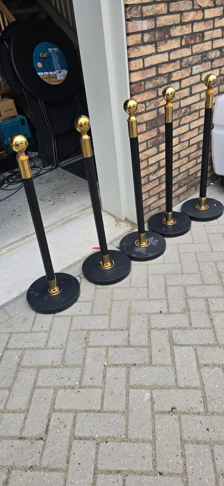 Set van 5 afzetpalen met gouden bol, Ophalen of Verzenden, Gebruikt